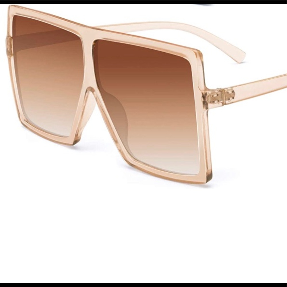 Oversized square tan sunglasses